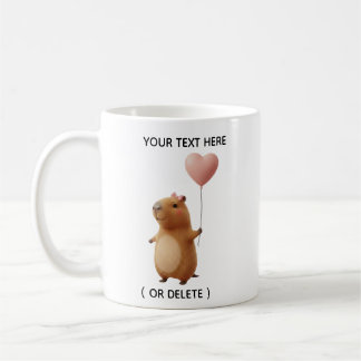 Mug Fille mignonne Capybara avec ballon en forme de cœ