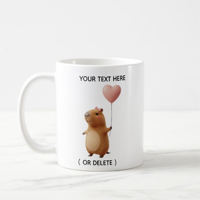 Mug Fille mignonne Capybara avec ballon en forme de cœ (Gauche)