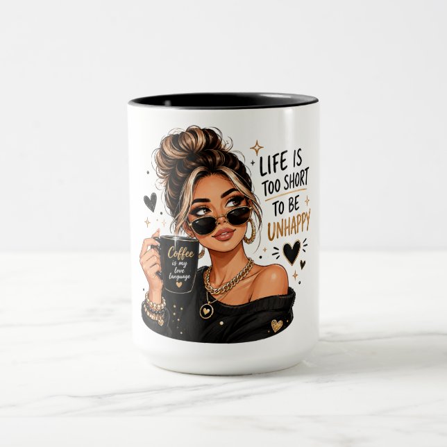 Mug Fille mignonne et impertinente au café (Centre)