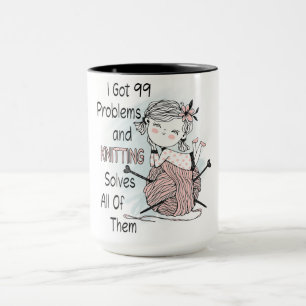 Mug Fille mignonne Fille Tricot Fil
