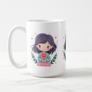 Mug Fille Mignonne Sois Gentille avec Fleur Art Positi