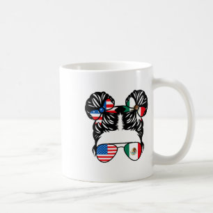 Mug Fille moitié américaine moitié mexicaine Drapeau É
