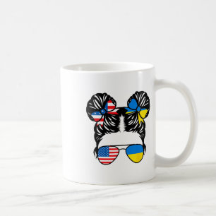 Mug Fille moitié américaine moitié ukrainienne Drapeau