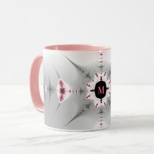 Mug Fille monographie rose et argent fractal
