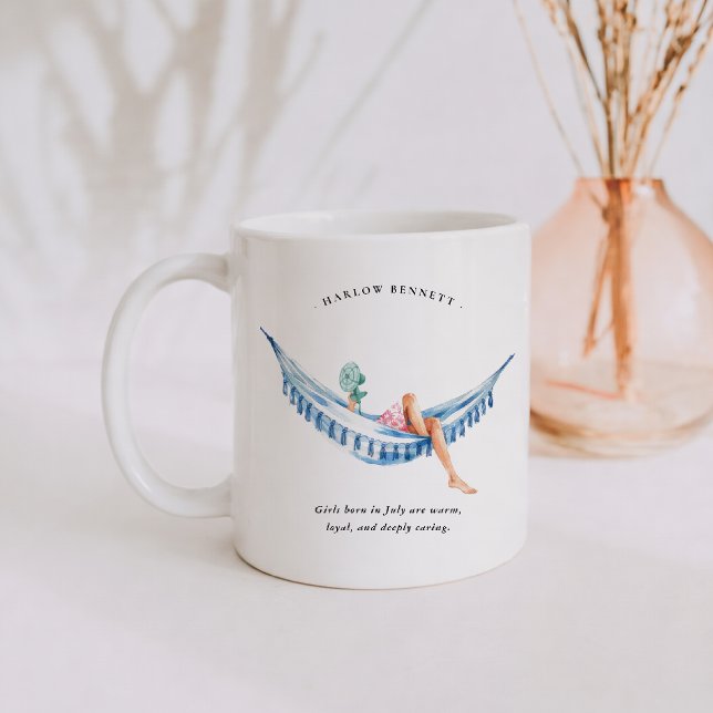 Mug Fille née en juillet | Monogramme  (Créateur téléchargé)