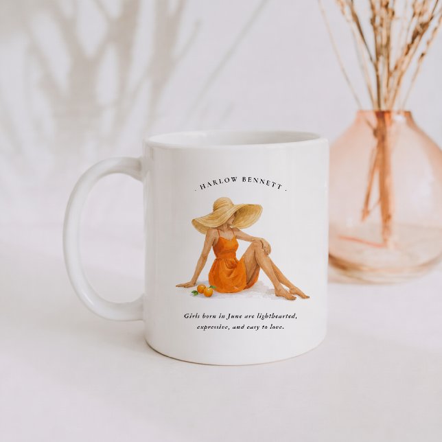 Mug Fille née en juin | Monogramme  (Créateur téléchargé)