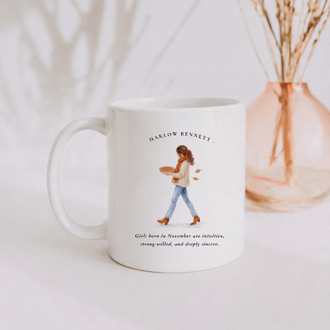 Mug Fille née en Novembre | Monogramme  (Créateur téléchargé)
