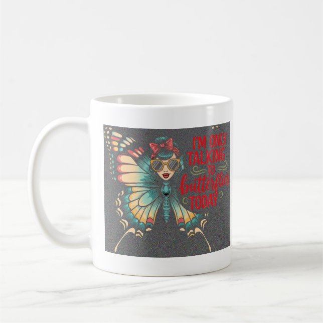 Mug Fille Papillon - Parler uniquement aux papillons (Gauche)