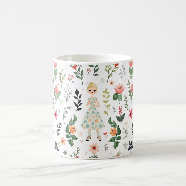 Mug Fille parmi les fleurs (Centre)