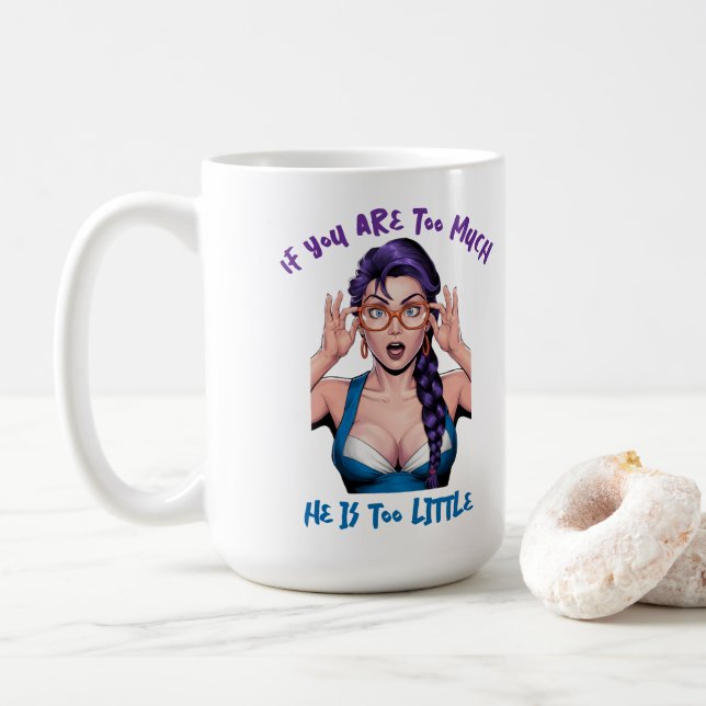 Mug Fille Pop-Art aux cheveux violets (Avec donut)