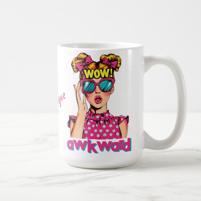 Mug Fille Pop Art Dit "WOW Gênant" (Droite)