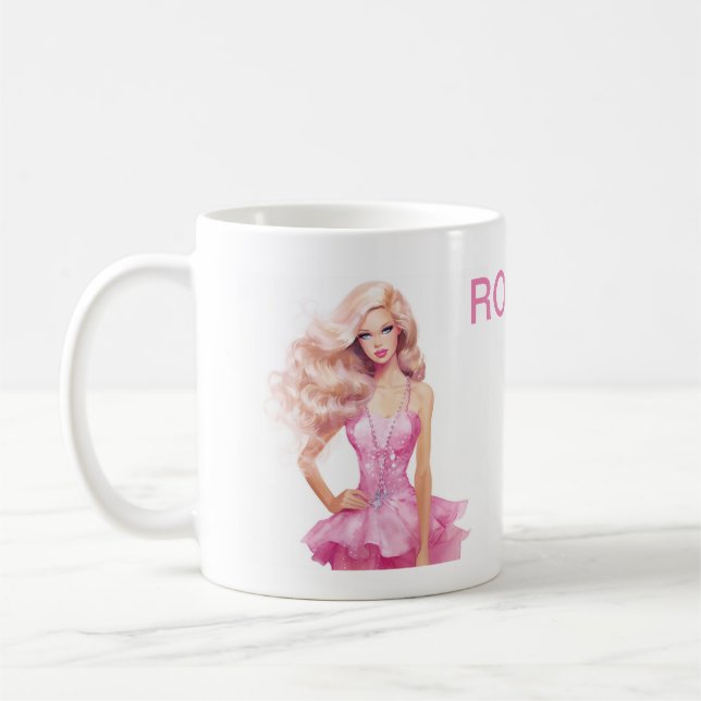 Mug Fille poupée rose Anniversaire (Gauche)