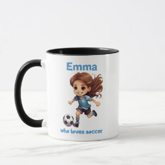 Mug Fille qui aime le football avec votre nom