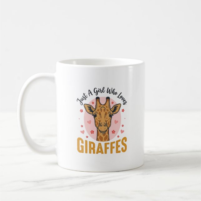 Mug Fille qui aime les girafes Design de gravure vinta (Gauche)