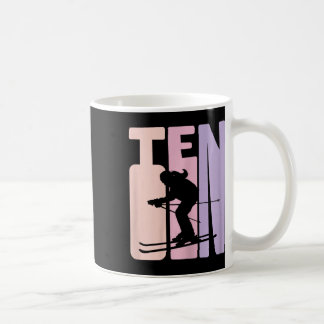 Mug Fille qui fête ses 10 ans, skieuse rétro âgée de 1