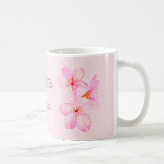 Mug Fille rose floral personnalisé (Droite)