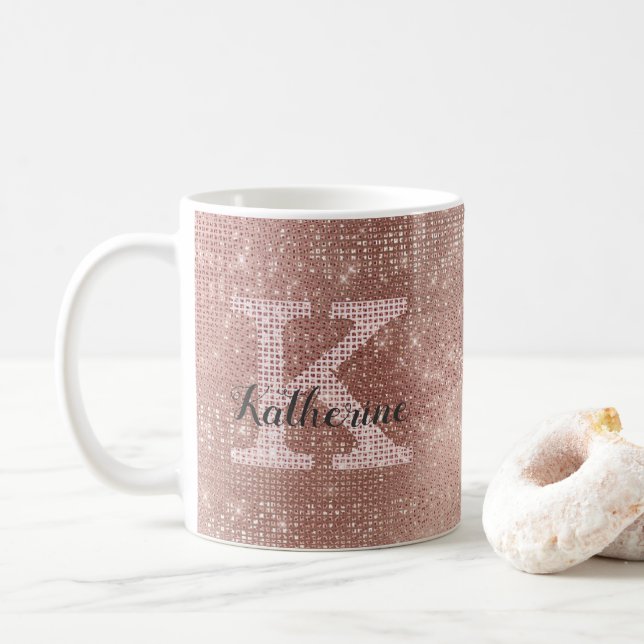 Mug Fille Rose or Parties scintillant étincelante Glam (Avec donut)