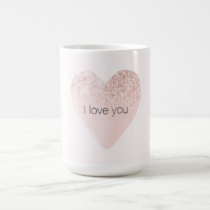 Mug Fille Rose rose brillant Parties scintillant Coeur