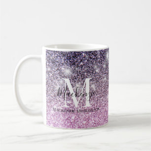 Mug Fille rose violet Ombre Parties scintillant Nom du