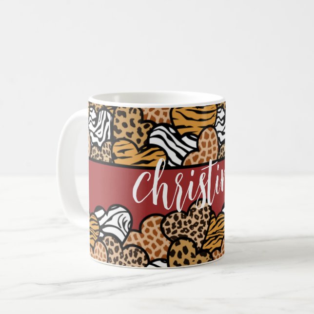 Mug Fille Rouge Joueuse Coeurs Posters de animaux Nom (Devant gauche)