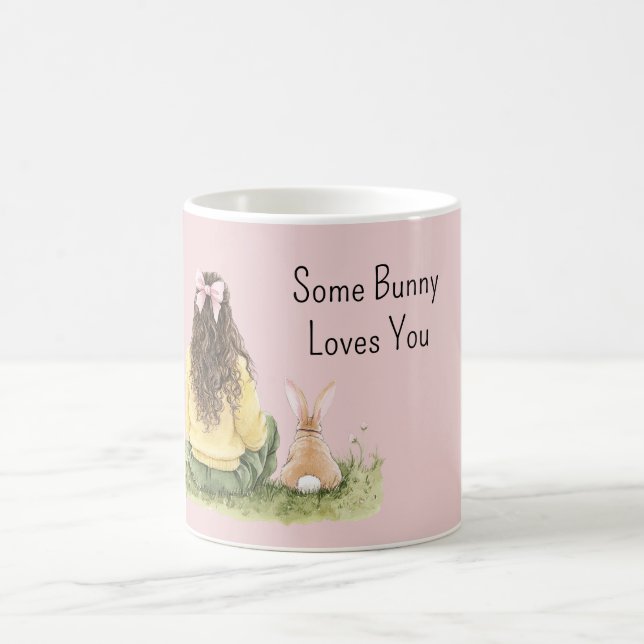 Mug Fille Ruban Rose Certains Lapin T'aime (Centre)