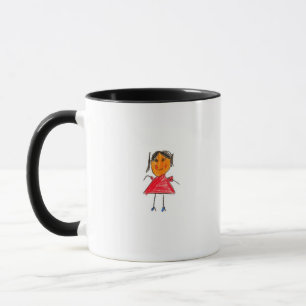 Mug Fille souriante en robe de rayonne rouge