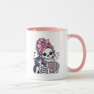 Mug Fille squelette de café chat
