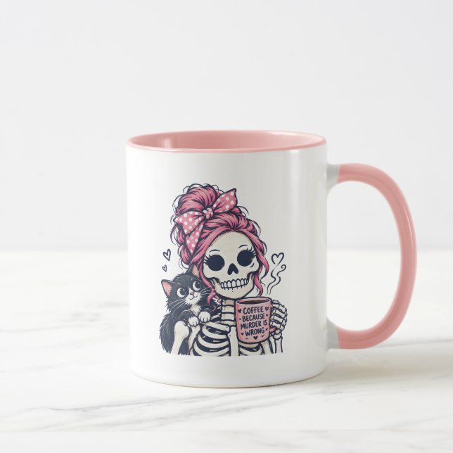 Mug Fille squelette de café chat  (Droite)