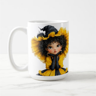 MUG FILLE THÉMATIQUE HALLOWEEN JAUNE ET NOIR