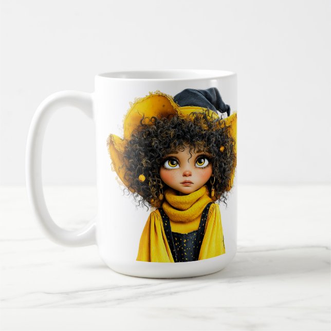MUG FILLE THÉMATIQUE HALLOWEEN JAUNE ET NOIR (Gauche)