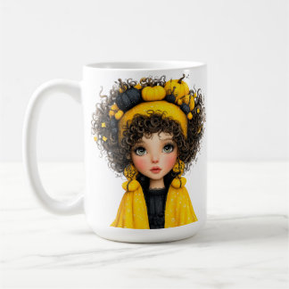 MUG FILLE THÉMATIQUE HALLOWEEN JAUNE ET NOIR