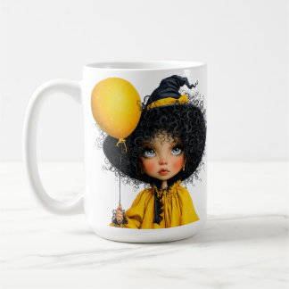 MUG FILLE THÉMATIQUE HALLOWEEN JAUNE ET NOIR