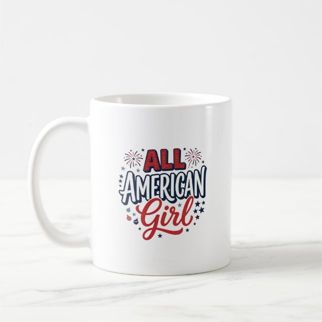 Mug Fille tout à fait américaine dessin vectoriel vint (Gauche)