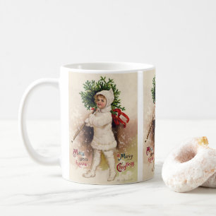 Mug Fille vintage avec arbre de Noël, Ellen Clapsaddle