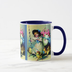 Mug Fille vintage de Pâques et bébés poussins