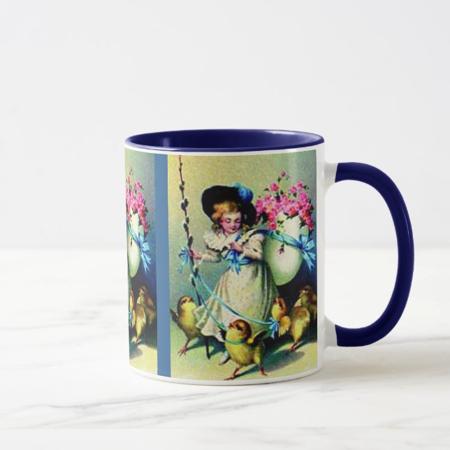 Mug Fille vintage de Pâques et bébés poussins (Droite)