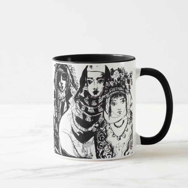 Mug FILLES ANATOLIENNES Black White Ethnique (Droite)