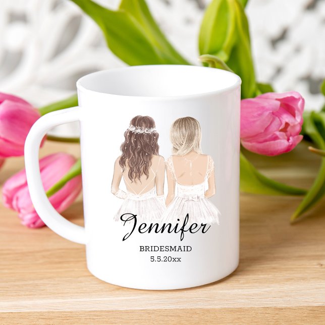 Mug filles aquarelle, demoiselle d'honneur Personnalis (Créateur téléchargé)