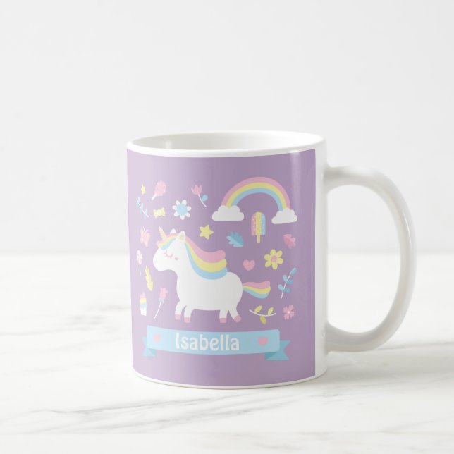 Mug Filles Arc-en-Ciel Licorne Mignonne (Droite)