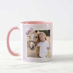 Mug Filles Cheval Floral Violet