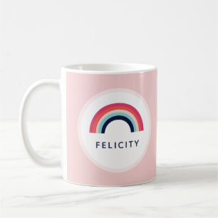 Mug Filles Fête Arc-en-ciel Nom personnalisé Pink Blue