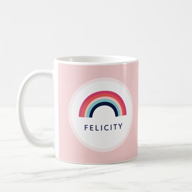Mug Filles Fête Arc-en-ciel Nom personnalisé Pink Blue (Gauche)