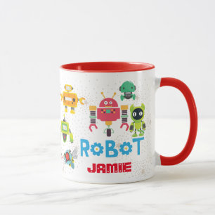 Mug Filles GARÇONS Aimer ROBOTS ROUGE Nommé Drôle Drôl