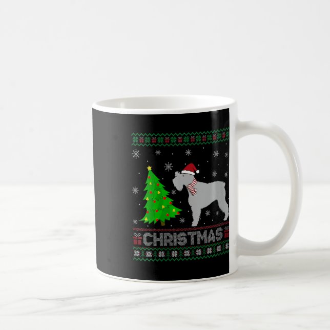 Mug Filles Schnauzer Chien Xmas Arbre Éclairage Laide  (Droite)