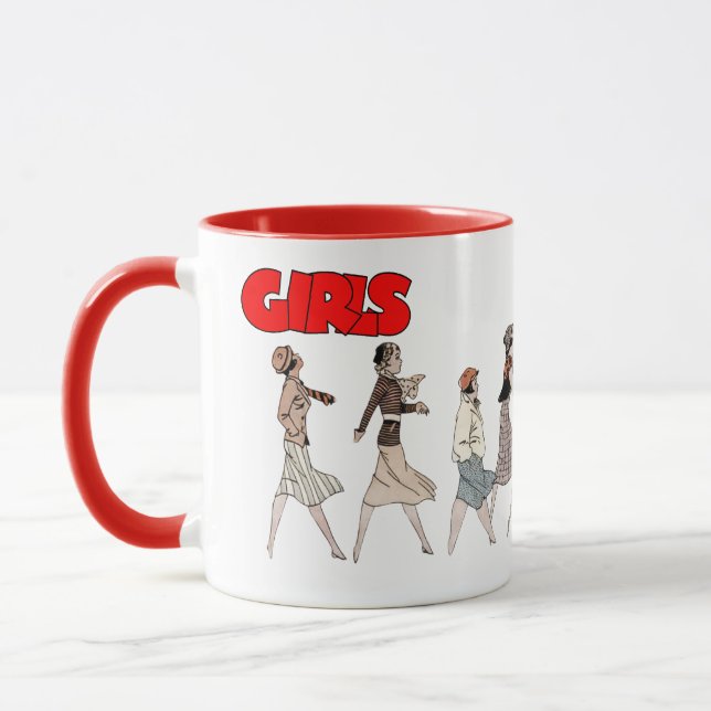 Mug Filles Vintage - Illustration de bande dessinée de (Gauche)