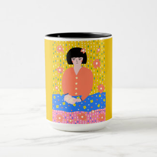 Mug Fillette liseuse d'art folklorique Cozy Bookworm