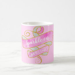 Mug Fillette rose doré paillettes scintillent, chérie
