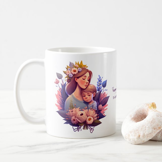 Mug Fils et mère heureux Fête des mères (Avec donut)