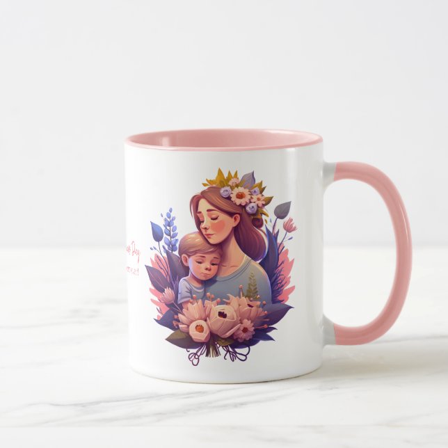 Mug Fils et mère heureux Fête des mères (Droite)