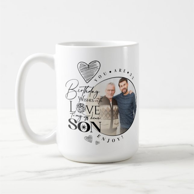 Mug Fils moderne , anniversaire de petit-fils Typograp (Gauche)